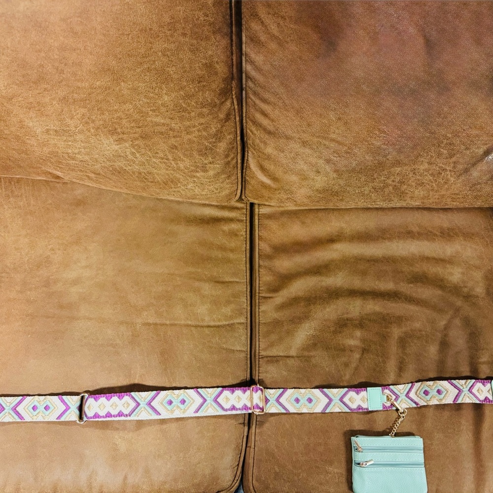 Colorful Patterned Belt with Mint Pouch